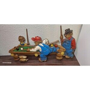 Pool Playing Country Boys Wall Hanging Metal Plaque 1971 Sexton Billards 20x11